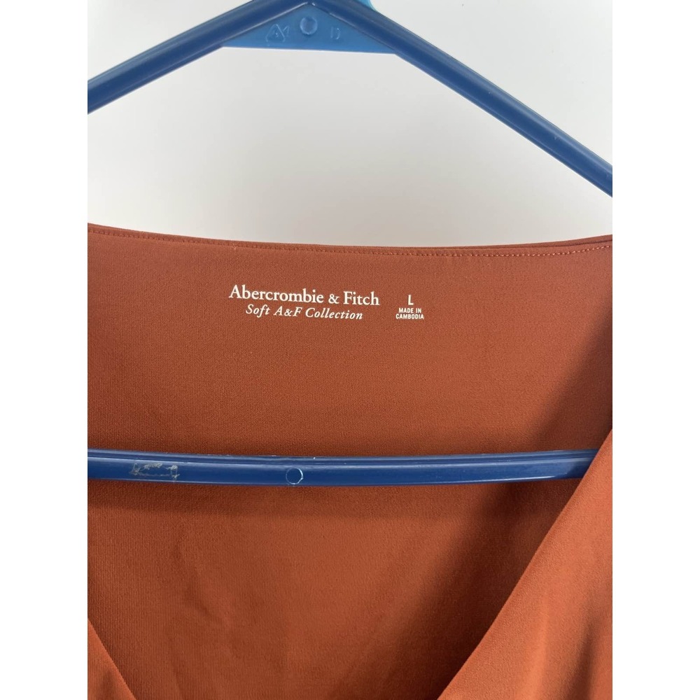 A&F Soft Collection Ruched V-Neck Bodysuit L Rust - Picture 2 of 5